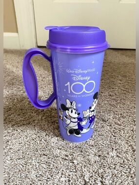 Walt Disney World 100th Anniversary Resort Refillable Tumbler Cup Mug Purple